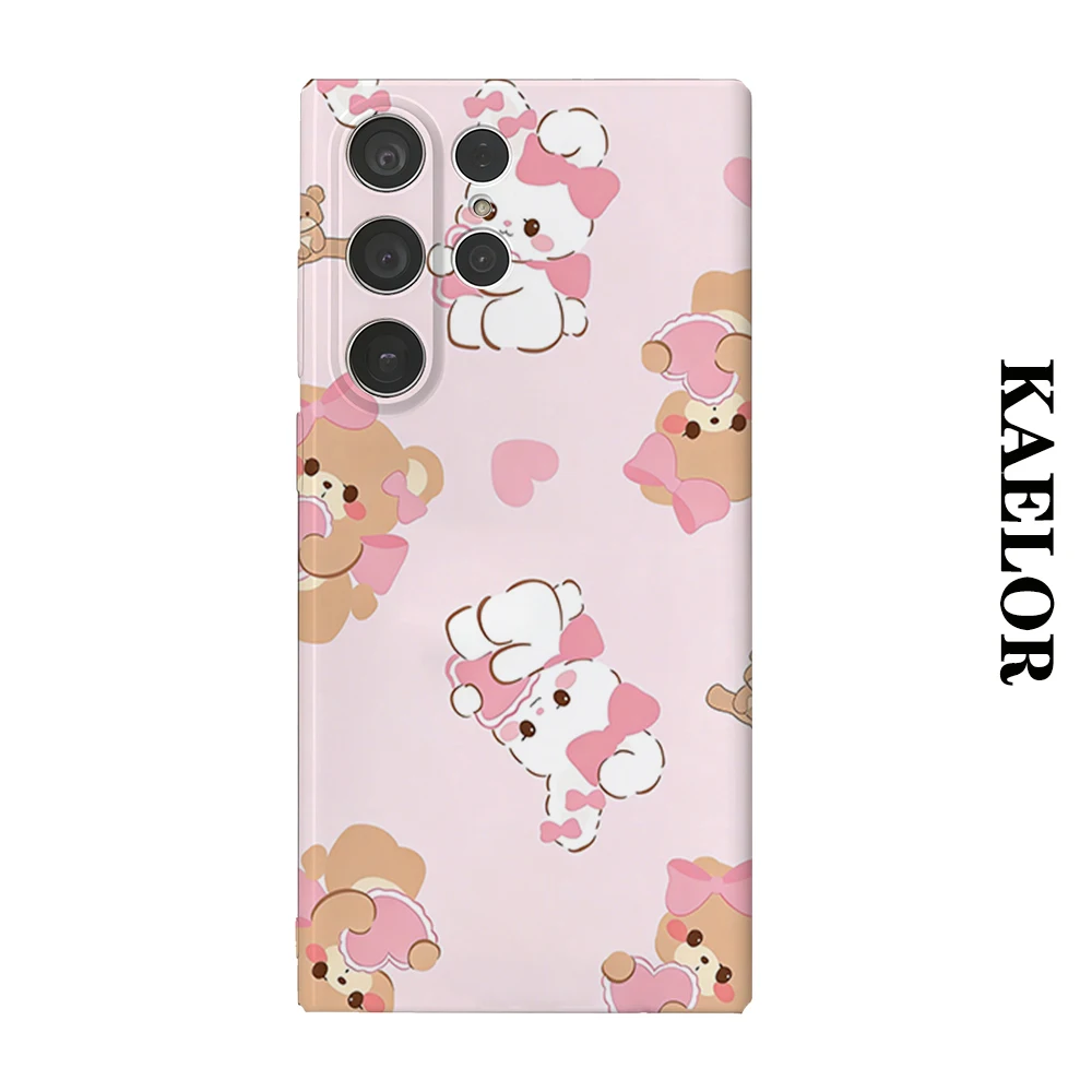 Cute Bunny Bear Durable Shiny Double-layer Case for Samsung S26 Ultra S25 S24 S23 Plus Anti-drop Scratch Resistant Cover