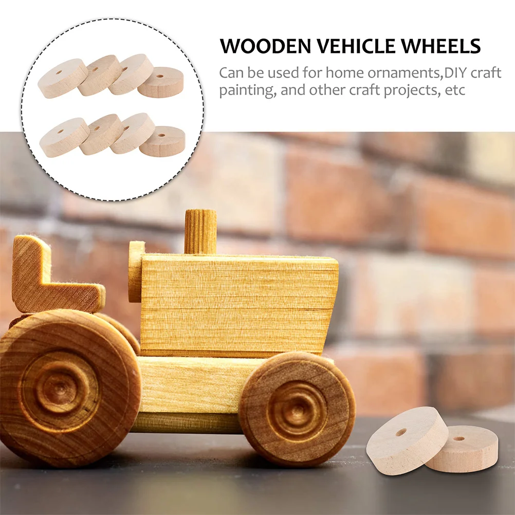 

20pcs Wooden Wheels 45mm 28mm Toy Car Wheel Accessories Crafts DIY Projects Miniature Wood Wheels For Kids Toy Car