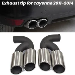 Black Quad Exhaust Tips for Porsche Cayenne 958 92A V6 2011-2014 Direct Fit Stainless Tailpipe for Factory Square Tip