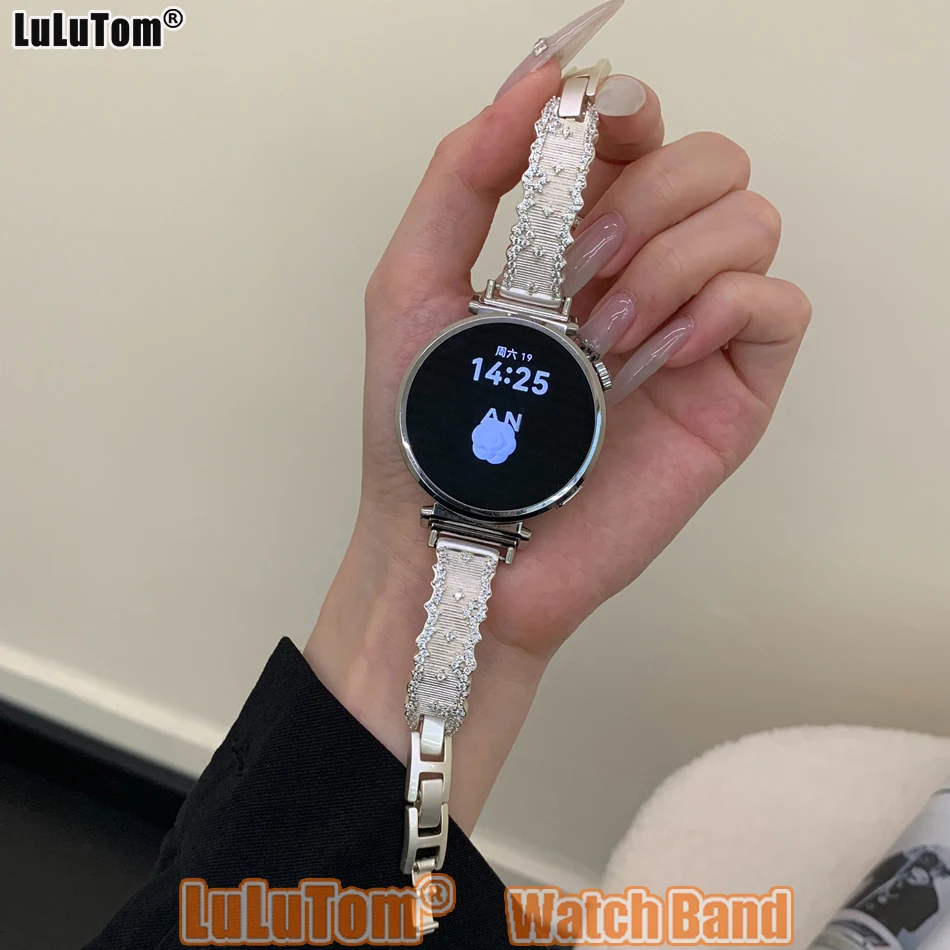 

Ремешок для часов 18/20/22 мм для Samsung Galaxy Watch 8 Ultra 2 7 6 5 4 44/40 Ремешок с бриллиантами Huawei GT5 Pro 42/46 Женский браслет