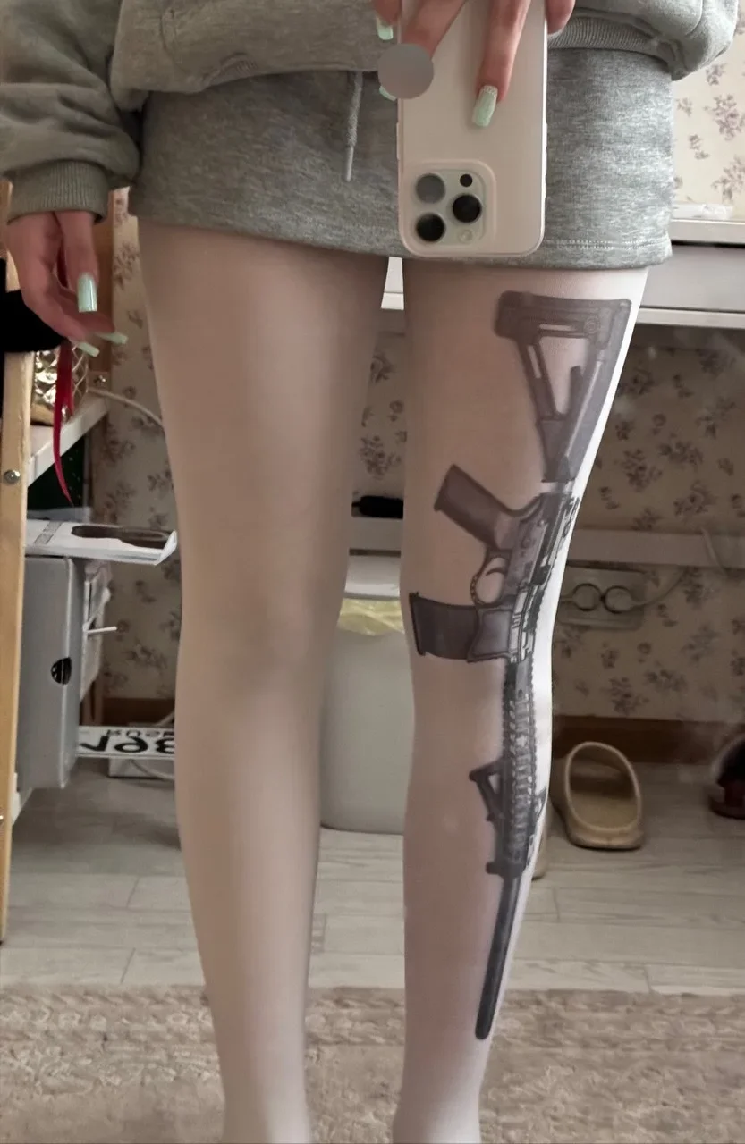 Y2K Stocks Letter Pattern Tights Women Punk Black White Socks Woman Thin Transparent Medias JK Internet Celebrity Women Lingerie