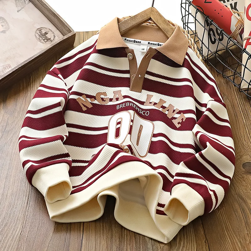 IYEAL Children\'s Striped Casual Children Boys Sweatshirts for Kids pullover 4-14Years Autumn Children Long Sleeve Cotton Top