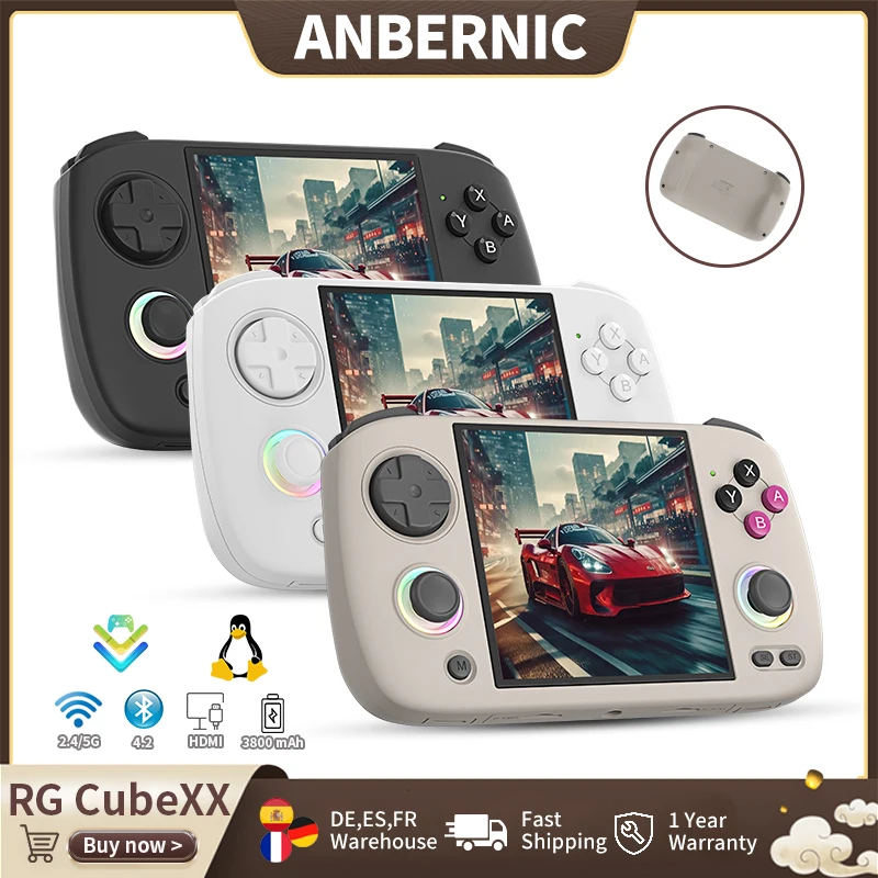 Anbernic RG CubeXX Console de jeu portable 3.95 "écran IPS Console de jeu rétro Linux64 bits prend en charge la connexion HD WiliWili Ebook