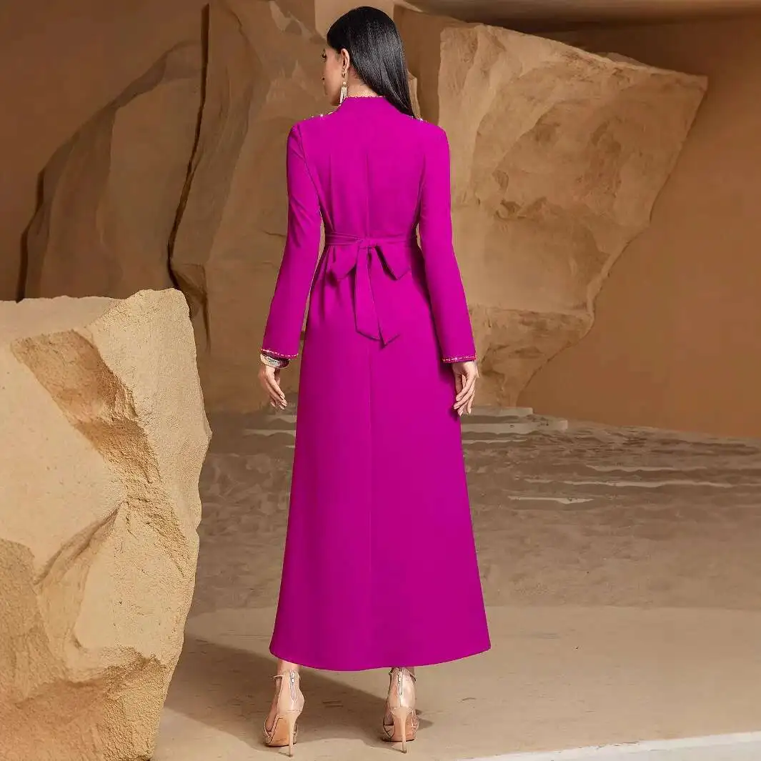 Ba5250 arabe dubaï industrie lourde cousu à la main perlée Robe brodée Robe de soirée Robe Abaya Ramadan dubaï luxe Islam élégant