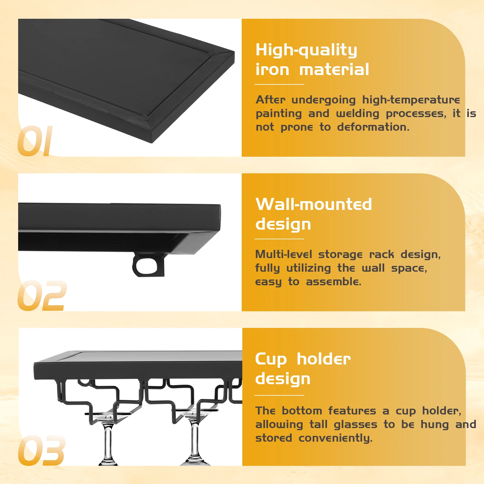4-Tiers Wall Mounted Wine Rack with LED Light Half Round Wine Rack with Glass Holder for Home Restaurant Commercial Bar Kitchen