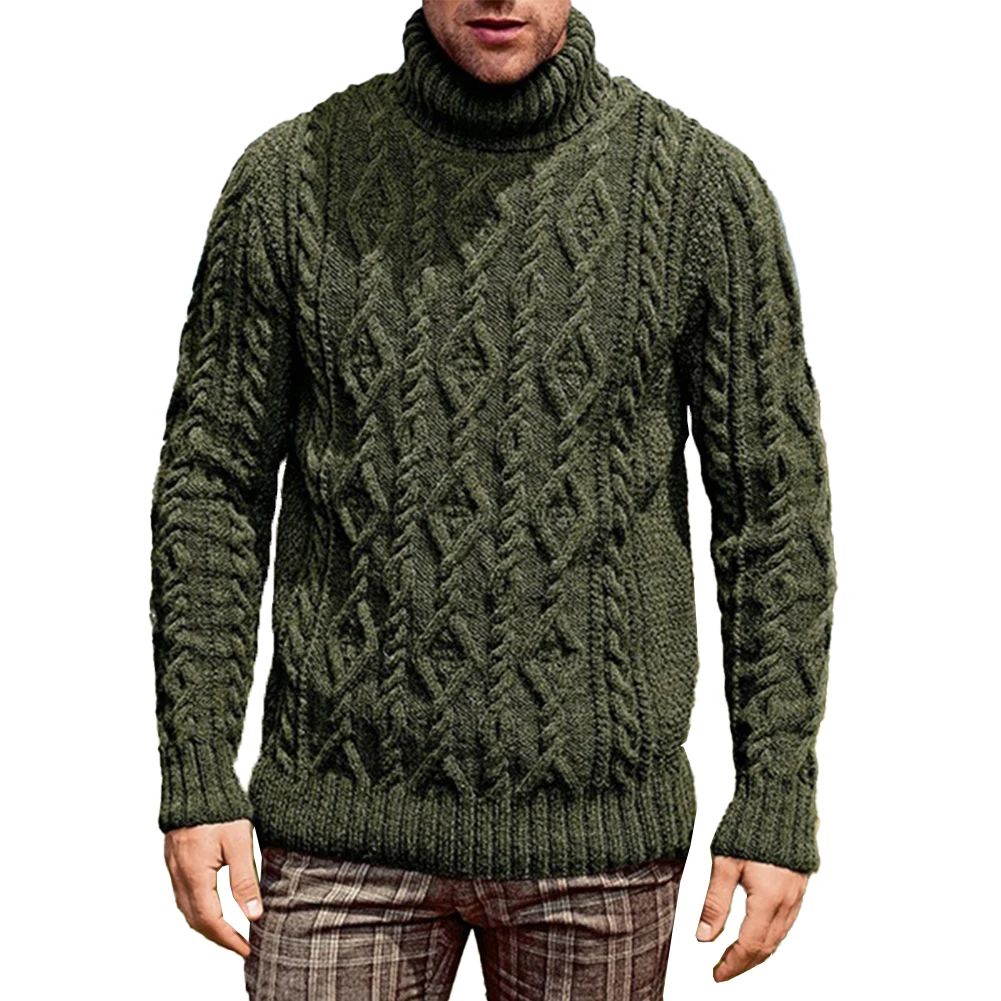 Pull à col roulé à manches longues pour hommes, tricots à la mode, gris, bleu marine, gris foncé, vert armée, hiver