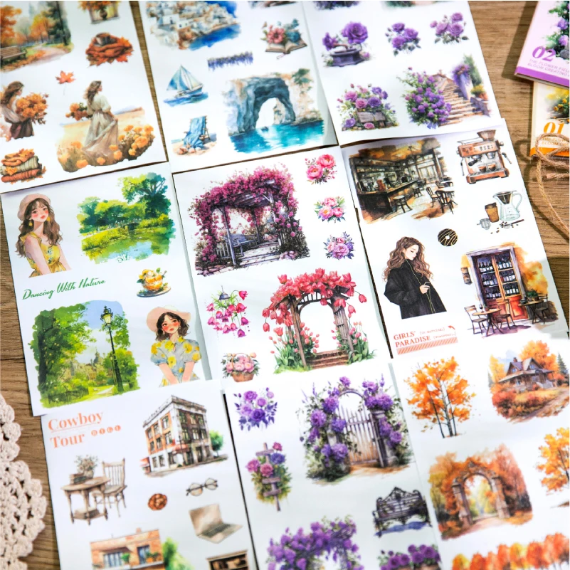 20 pcs ขนาดใหญ่ INS ภูมิทัศน์วัสดุสติกเกอร์แพ็ค Scrapbooking Journal เครื่องเขียน Deco สติกเกอร์อุปกรณ์โรงเรียน