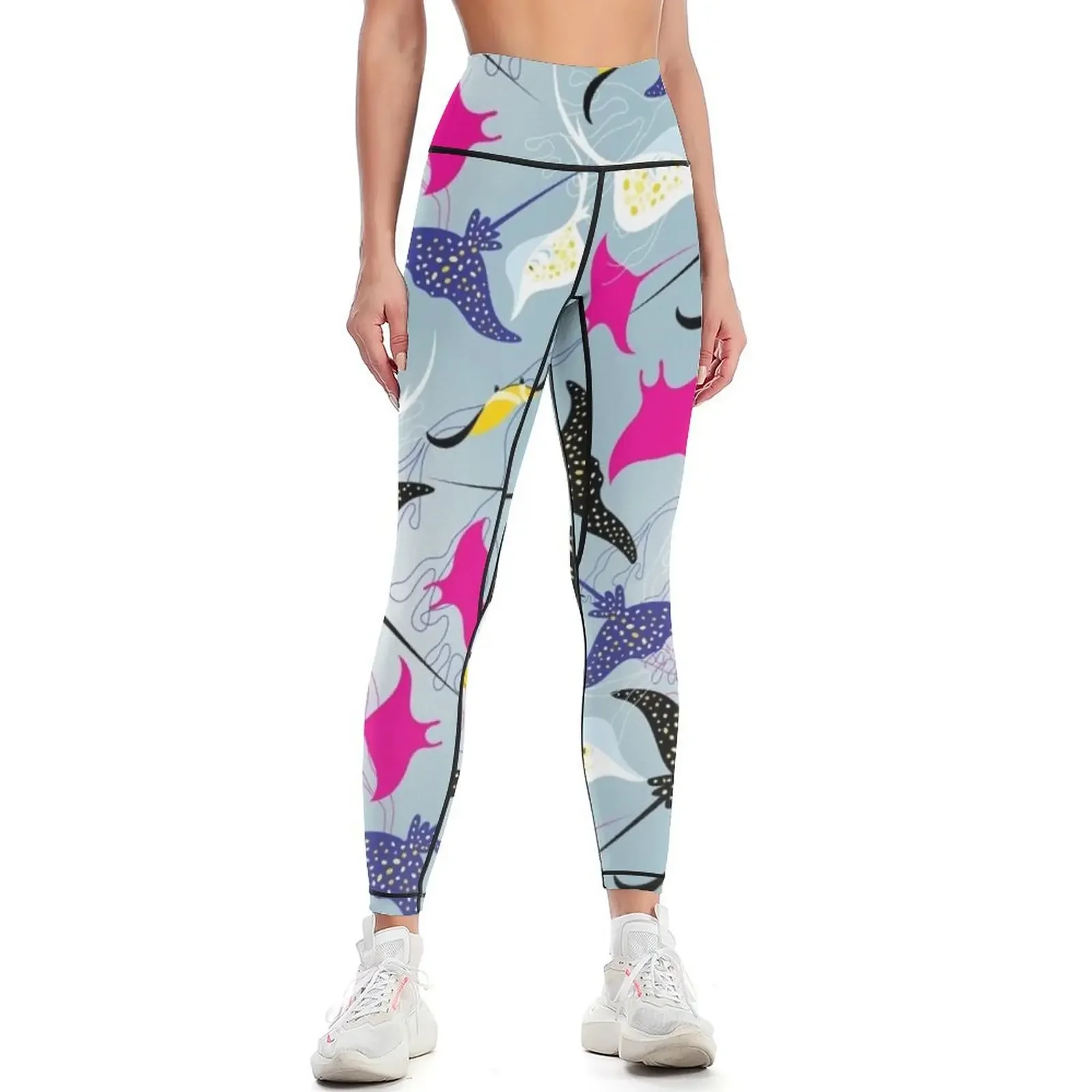 

Seamless pattern stingray Leggings trousers fitness set gym Sports female Leginsy push up Womens Leggings