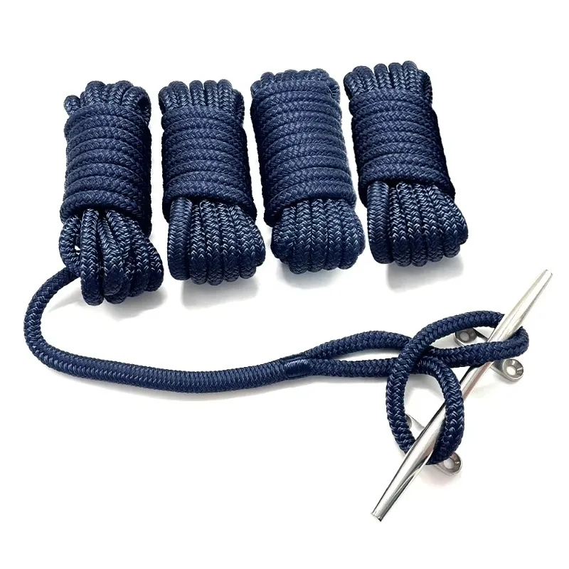 Double braided nylon dock line 15ft 25ft boat ultimate mooring rope