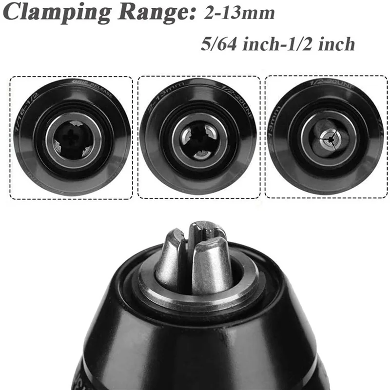 A85M 3 ชิ้น 2-13 มิลลิเมตรหัวจับดอกสว่านแบบไม่มีกุญแจพร้อมอะแดปเตอร์ก้าน SDS Plus, 1/2-20UNF การเจาะกระแทกหัวแปลงอะแดปเตอร์เปลี่ยน