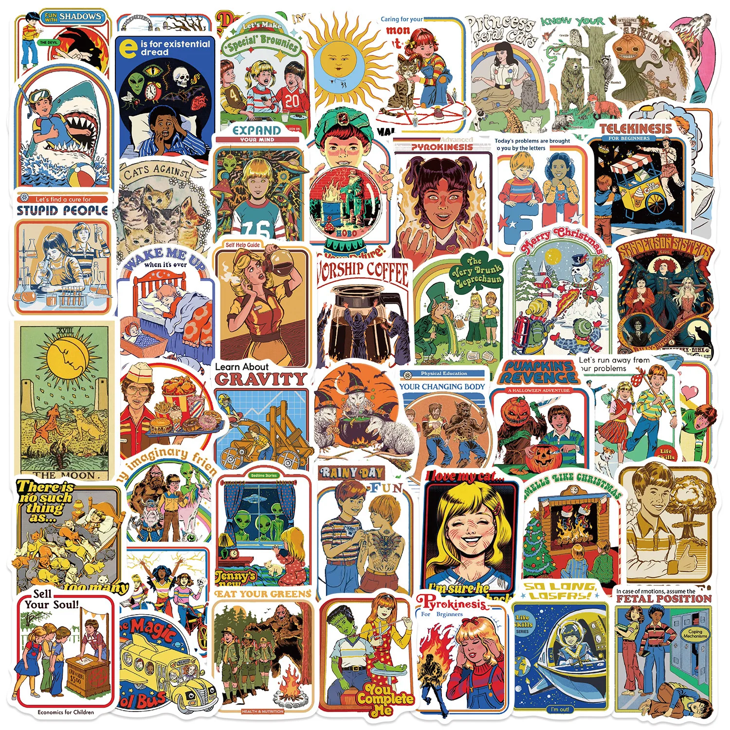 

50PCS Retro American Humor Funny Graffiti Stickers DIY Phone Guitar Laptop Notebook Suitcase Waterproof Sticker Kids Toy
