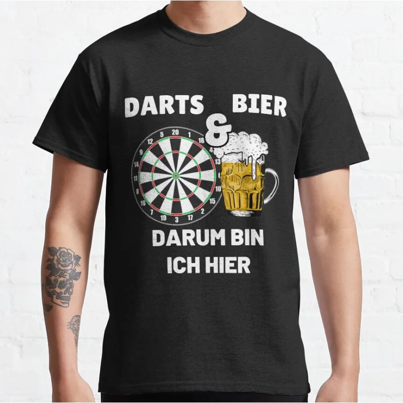 

Funny Darts and beer saying graphic t shirts for beer lover large size Adult tops 100% cotton print clothing