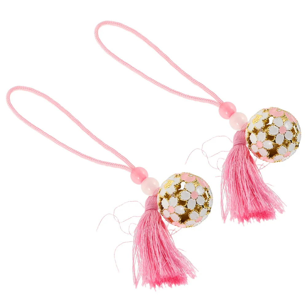 

2Pcs Japanese Omamori Lucky Charm Cherry Blossom Bell Pendant Kinkakuji Design Blessing Protection Bag Backpack Accessory