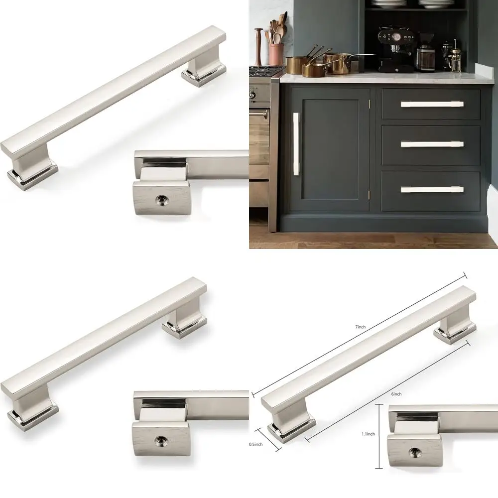 

6-дюймовые ручки для ящиков из полированного никеля, 10 шт., ручки для кухонного шкафа, современная фурнитура для шкафов