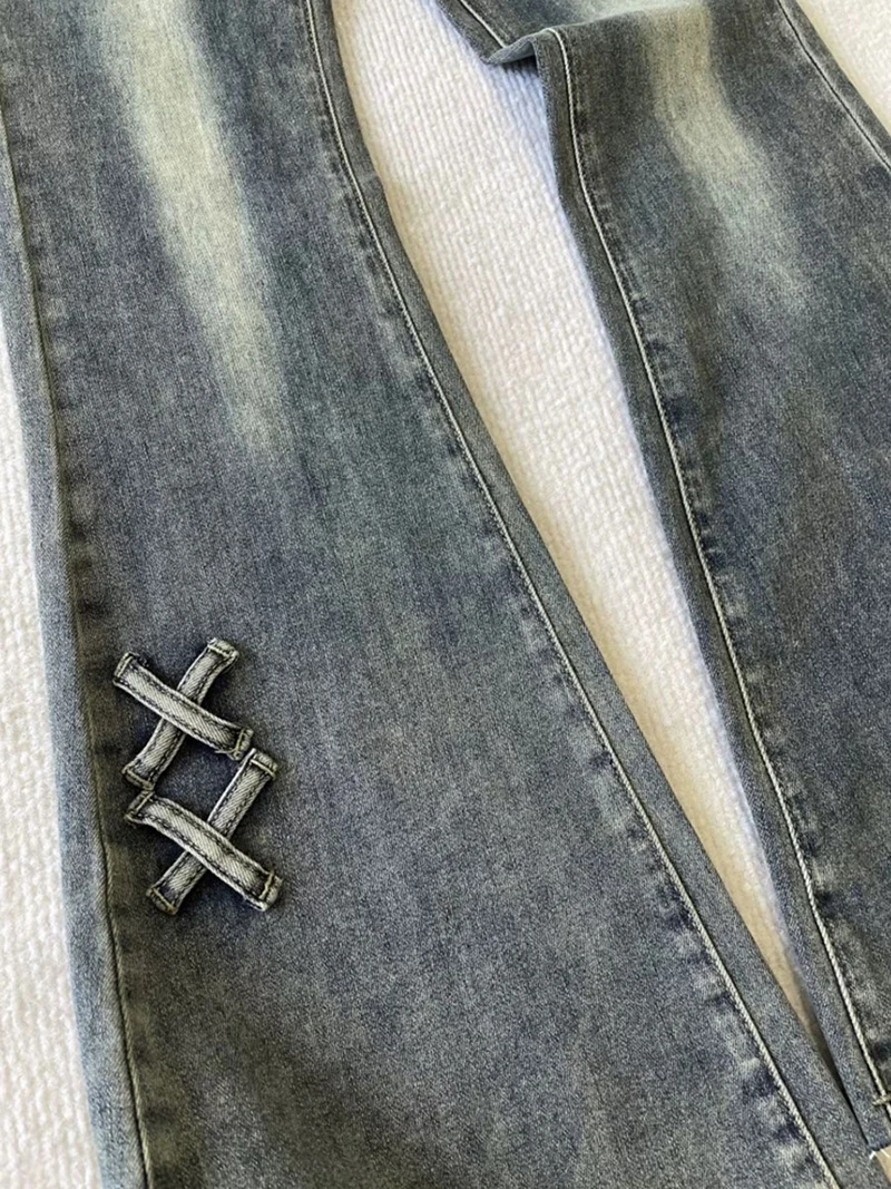 여성을위한 미국 복고풍 스트레치 청바지 봄 가을 하이 웨이스트 슬림 피트 플레어 바지 세련된 캐주얼 여성 데님 바지