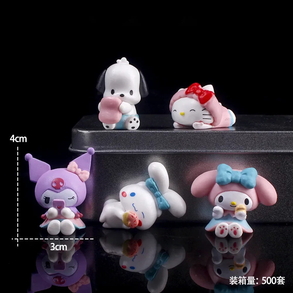 [Funny] 5pcs/lot Cartoon Anime Sanrio Hello Kitty My Melody Kuromi figure statue collection model home decoration Girl kids gift