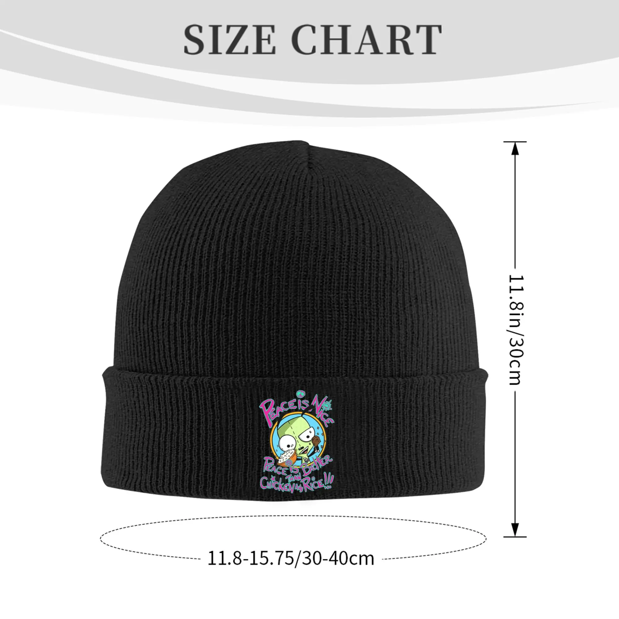 Invader Zim Knitted Hat Women's Men's Beanies Winter Hats Acrylic Peace is Nice Warm Cap