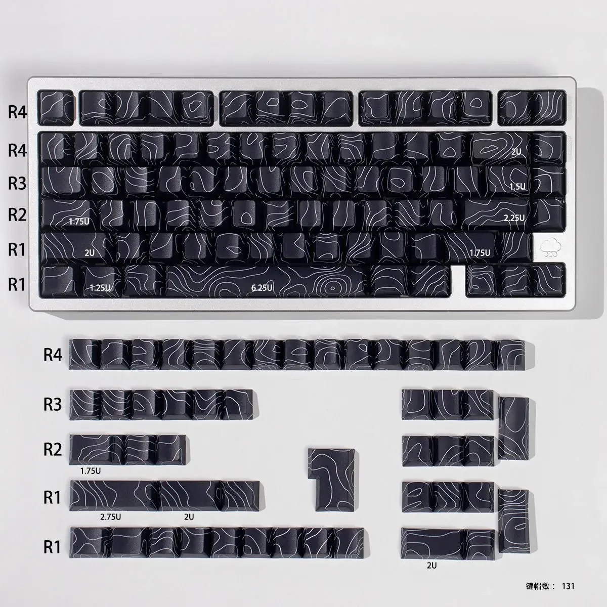 Black/White Canyon Side Light Transmission Mechanical Keyboard 130 Keys Keycaps PBT Five-Sided Sublimation Cherry Original Heigh