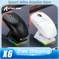 Attack Shark X6 Wireless Mouse Three Mode Paw3395 Sensor Bluetooth Mouse Lightweight With Charging Dock RGB E-sports Gamer Mice