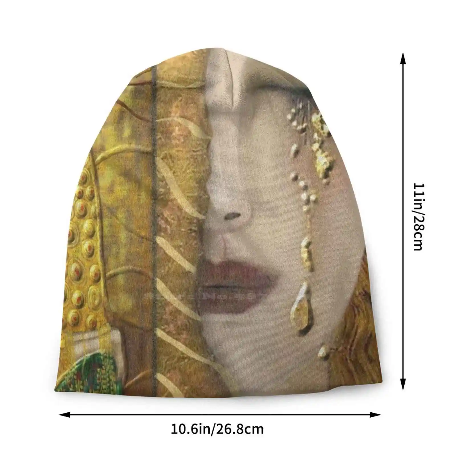 My Klimt Serie : Gold Knitted Hat Warm Beanie Outdoor Caps Gustav Klimt Gold Masterpiece Woman Eyes Tears Green Yellow Classics