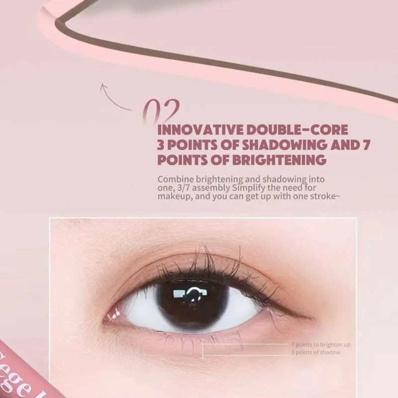 ดินสอเขียนขอบตาแบบดูอัลโทนเนื้อแมทท์ ไฮไลท์ใต้ตา สีนู้ดเบจบราวน์ ครีมเพิ่มความสว่าง ไล่ริ้วรอยใต้ตา