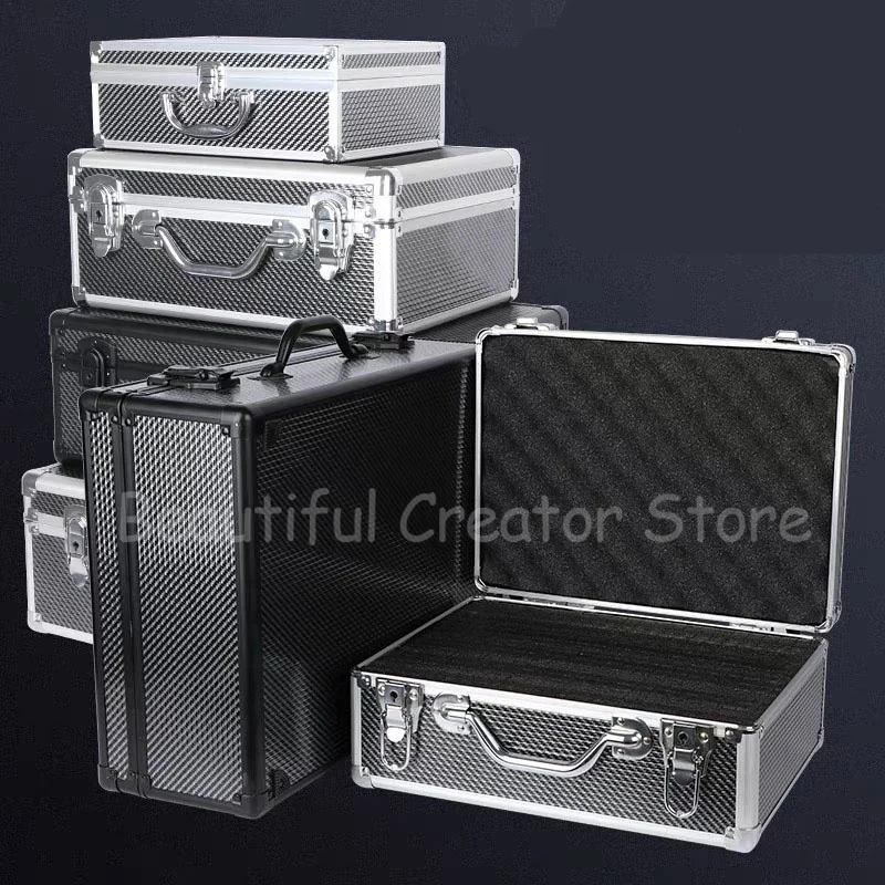 Carbon Fiber Tool Box Portable Aluminium Alloy ToolBox Organizer Tool Case Equipment Hard Case Hardware Storage Box Suitcase