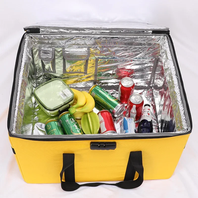 80L Portable Big Pizza Hot Delivery Bags Insulated Reusable Thickening Food Storage Box Aluminum Foil Ice Cream Cooler Box
