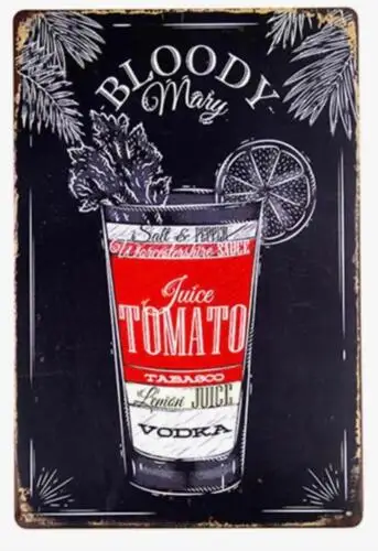 Bloody Mary ALCOHOL METAL TIN SIGN BAR ART DECOR MAN CAVE CHALK BOARD TYPE ART sign