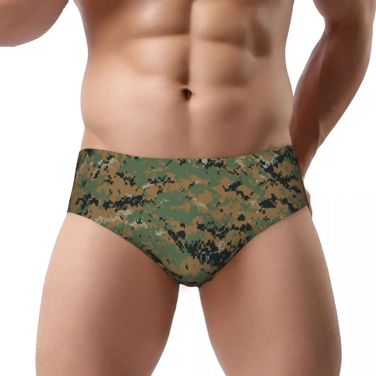 

Custom Marpat Camo Men's Briefs Panties Men Comfort Woodland Camouflage Underwear Underpants