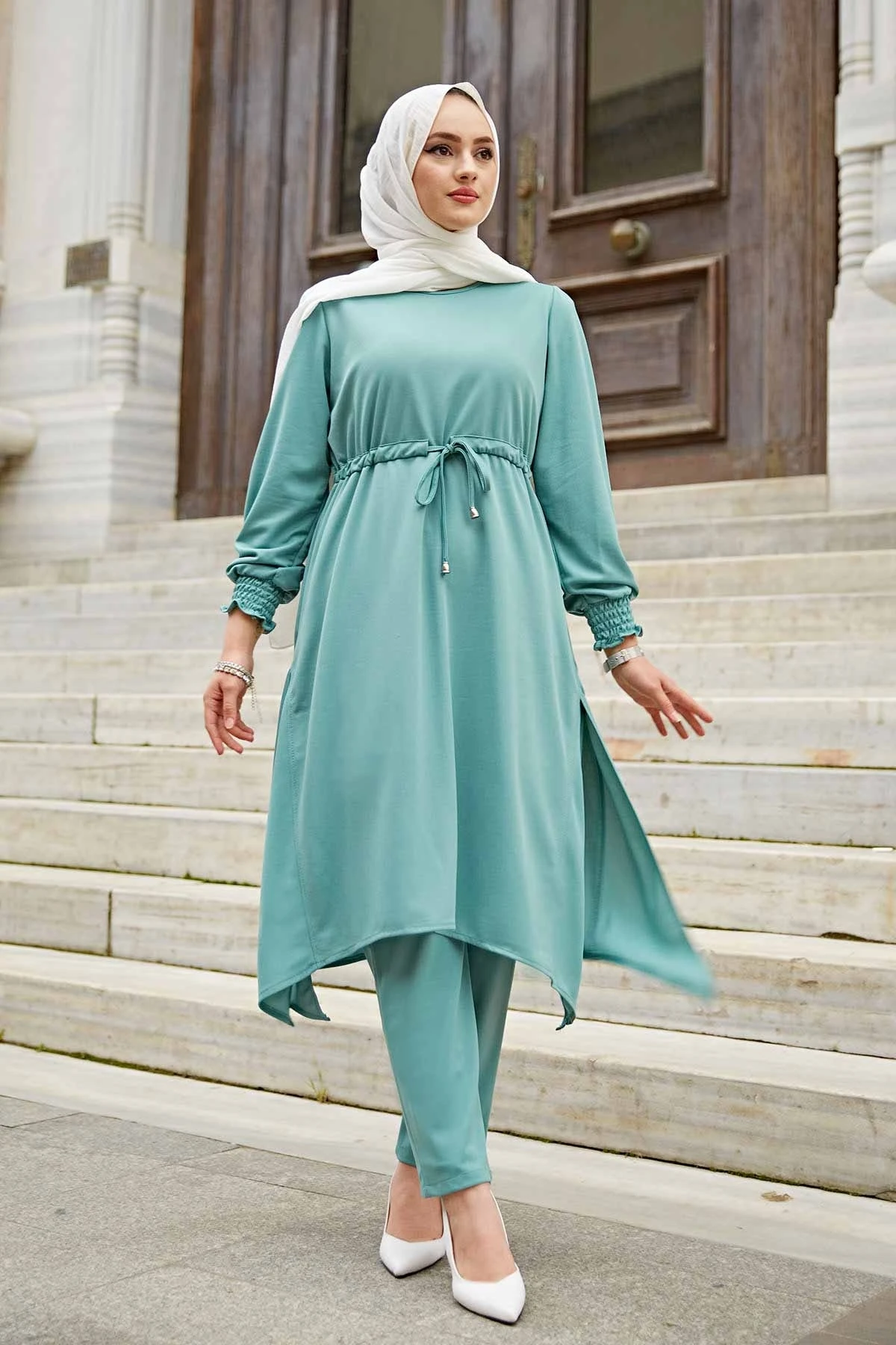 

Women's Dual Team Tunnel Arches Hijab Kombin Bottom Top Muslim dress hijab Muslim üstleri women suit dress abayas