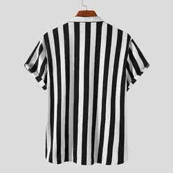 Black and White  Stylish Summer Men T-shirt Soft Summer Shirt Stripes Pattern   for Outdoor