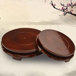 Solid Wood Circular Base Flower Pot, Fish Tank, and Vase Base Wooden Handicraft Ornaments Buddha Statue Offering Base Home Decor