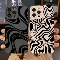 Black Wave Pattern Print Tpu Phone Case For Xiaomi Mi 14T 13T 12T Pro 14 13 12 11 Lite 5G NE Poco F6 F5 X5 M6 Pro 4G Soft Cover