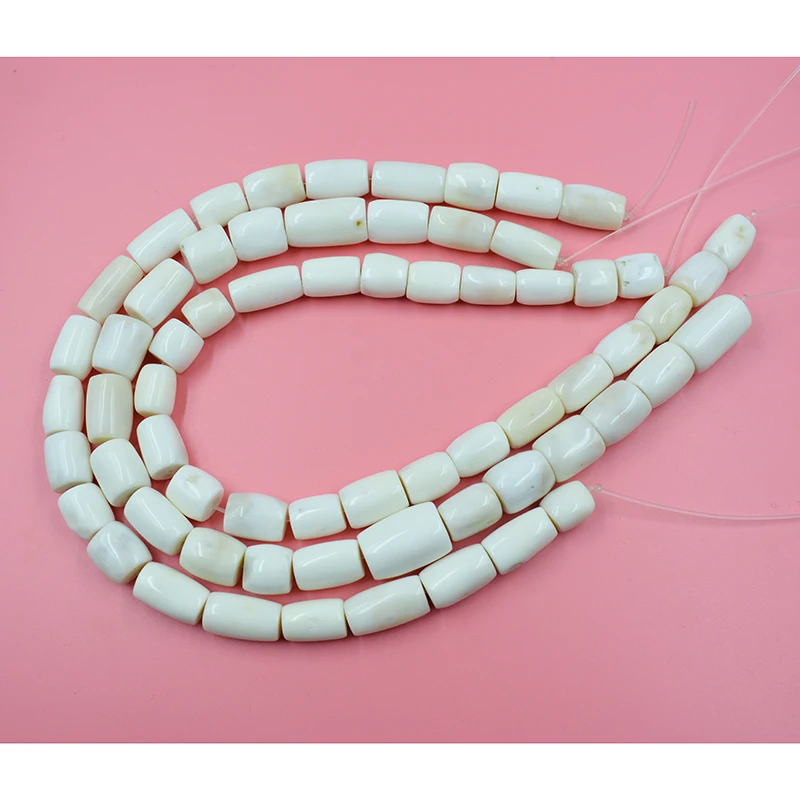 3-strand, natural white bulging coral DIY loose bead beads  16”