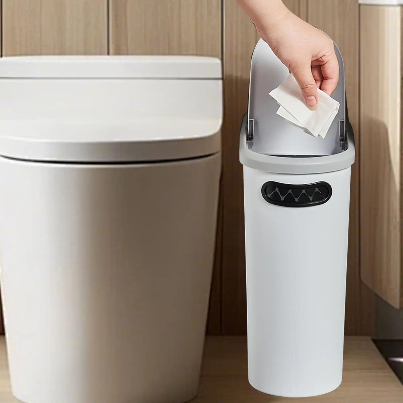 

Bathroom Trash Can Kitchen Wastebasket Rubbish Container Stylish Narrow Garbage Can Nordic Dustbin for Living Study Garage
