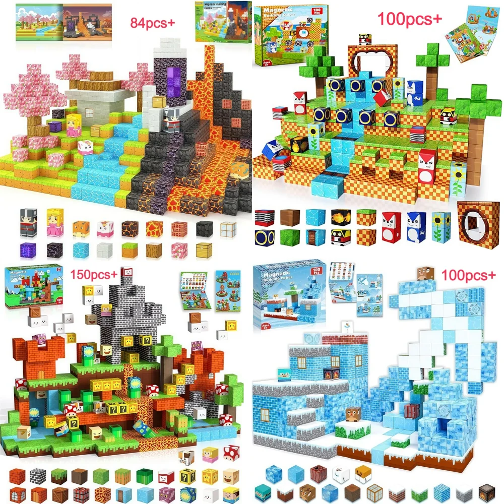 ตัวต่อแม่เหล็ก FUNXINEE ของเล่นเด็ก เกมสร้างโลกของฉันด้วยแม่เหล็ก ของขวัญวันเกิดและคริสต์มาสสำหรับเด็ก