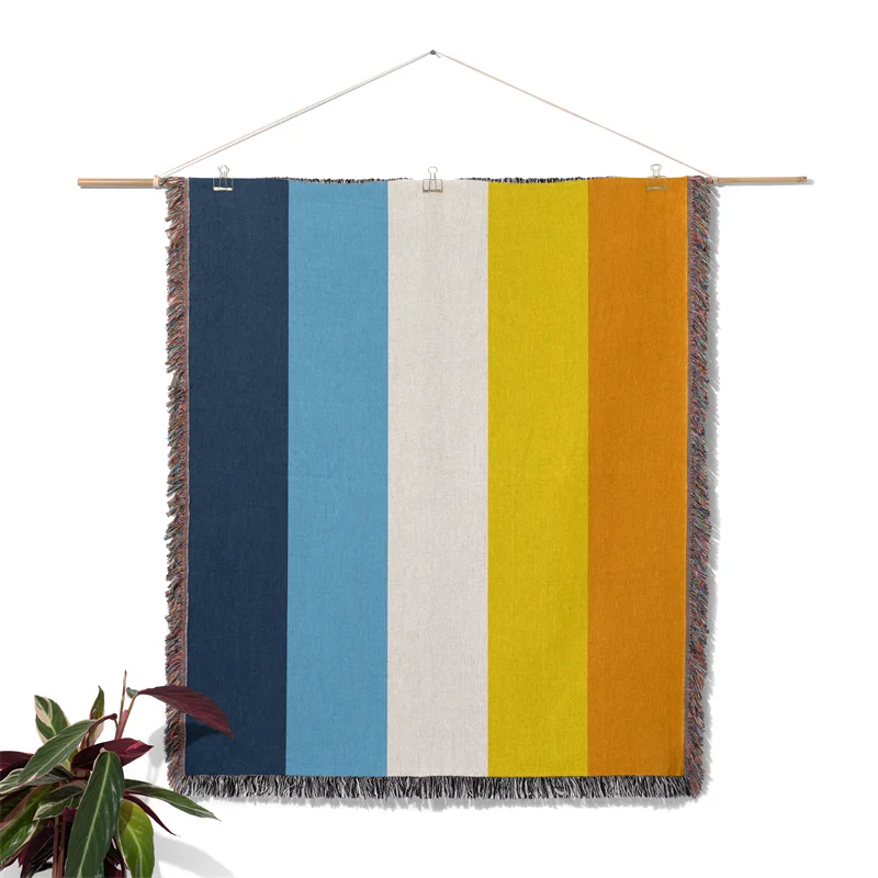 Gaslight Gatekeep Girlboss Aroace Pride Flag Aromantic Asexual LGBT Rainbow Jacquard Fringed Woven Throw Blanket