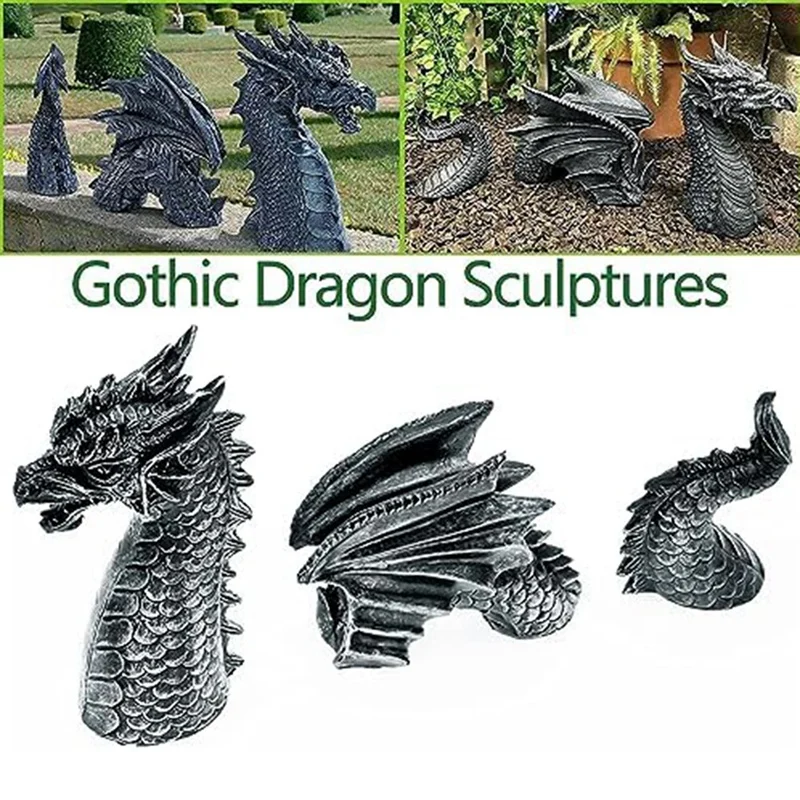 The Gothic Dragon Garden Statues,Dragon Animal Figures,Ornaments For Patio,Office Decoration view 3