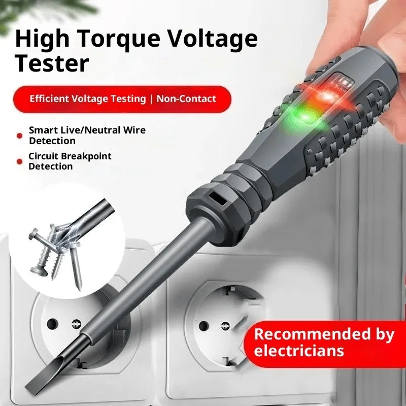 

Multifunctional Electrician Test Screwdriver AC Non-contact Induction Test Pen Voltage Tester 70-600V Red Green Induction Lights