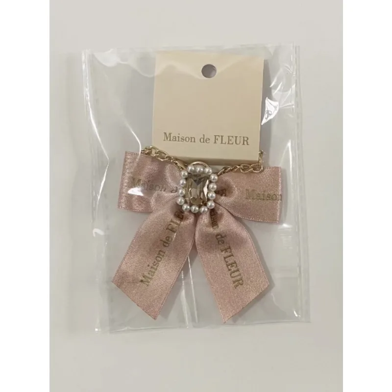 Y2k Lolita Bag Pendant Decor Accessories Imitation Pearl Bow Key Ring Ribbon Rhinestones Keychain Cute Accessary