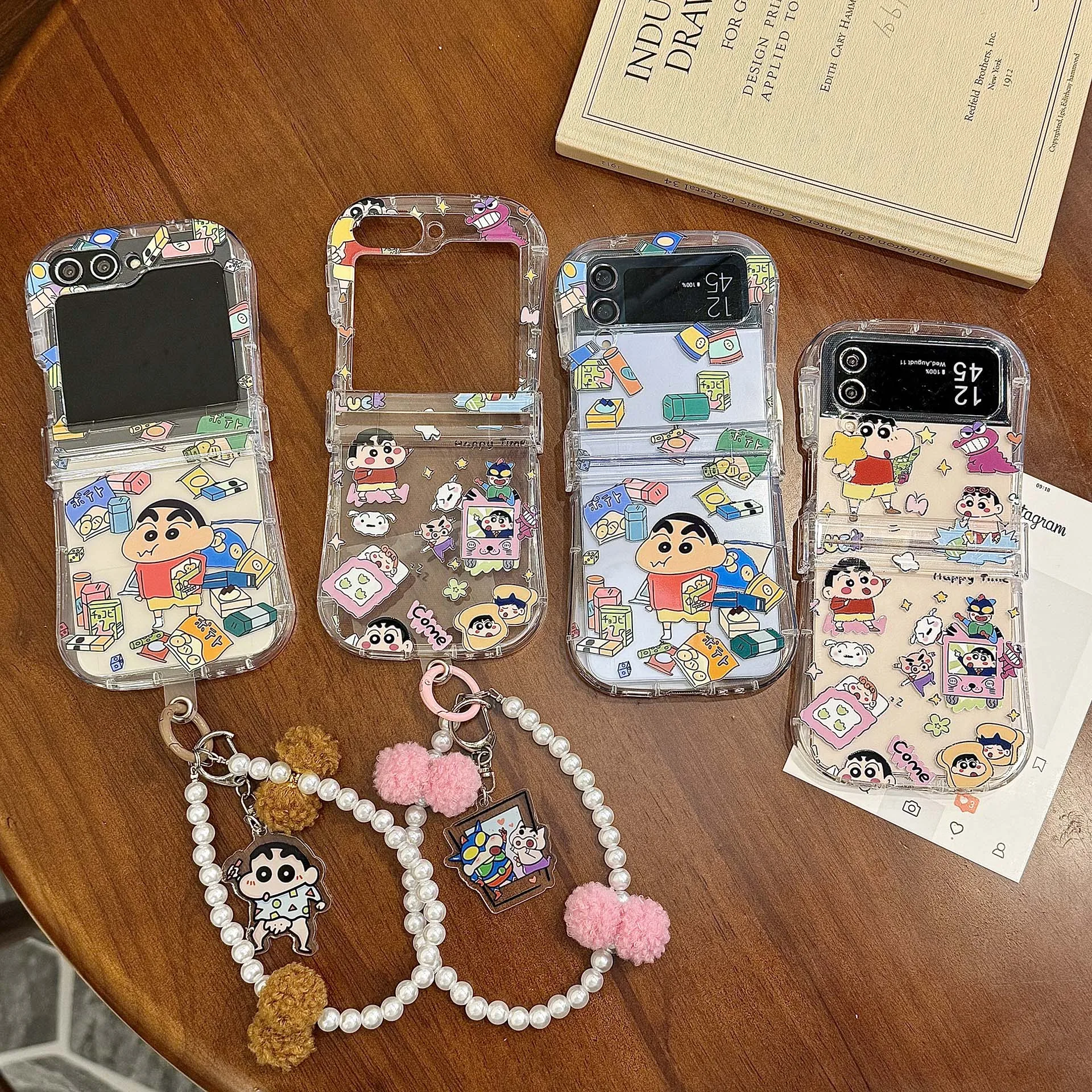 

Foodie Crayon Shin-Chan Kawaii Action Kamen Nohara Shiro Transparent With Lanyard Samsung Galaxy Z Flip3,Z Flip4,Z Flip5,Z Flip6
