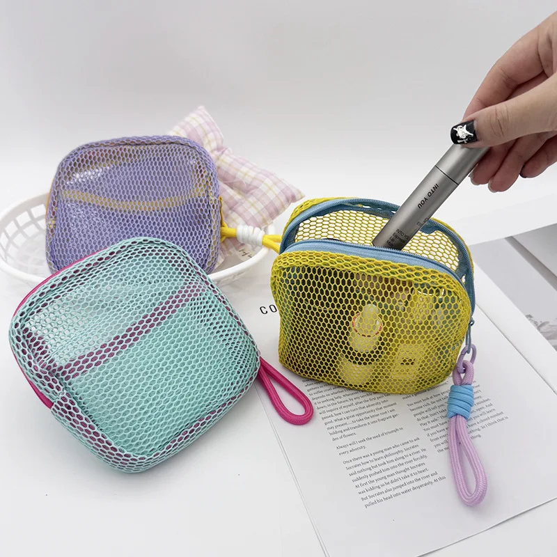 

model Extra Large Capacity Mesh Storage Bag with Zipper Loop Handle Yellow Purple Teal Organizer for Home Travel ﻿