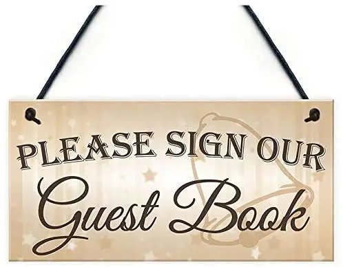 MAIYUAN Please Sign Our Guest Book Wood Signs for Wedding Day Hanging Decoration Table Plaque 6 x 12 Inches(SLY297)