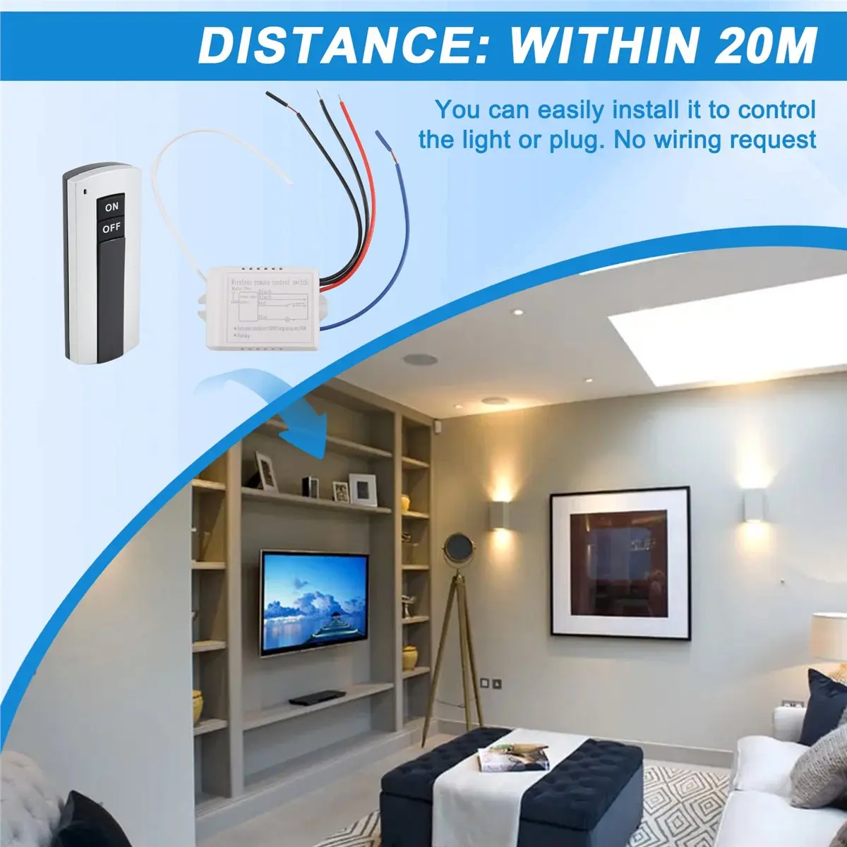 【A75T】 1 Way ON/OFF 220V Wireless Remote Control Switch Digital Remote Control Switch for Lamp & Light HT035
