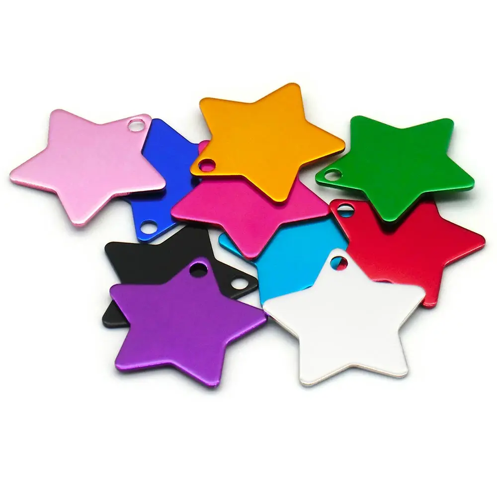 20PCS Aluminum Star shapeCustom Engraved Name Phone Number Pet Cats Dogs ID Tags Customizd Personalized Design  Accessories