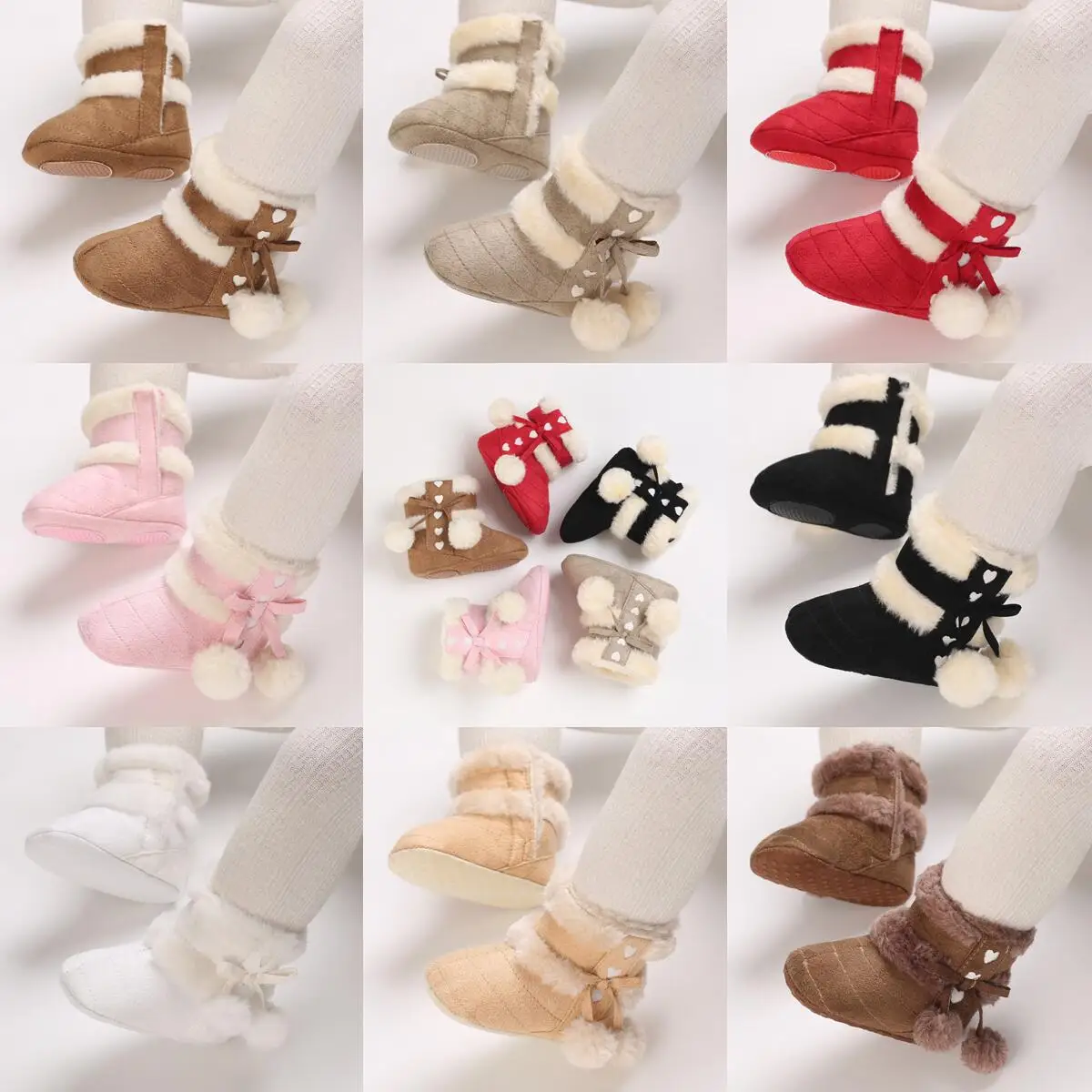 

Newborn baby socks shoes boy girl baby first generation toddler mid-barrel tassel pendant slip winter warm crib shoes