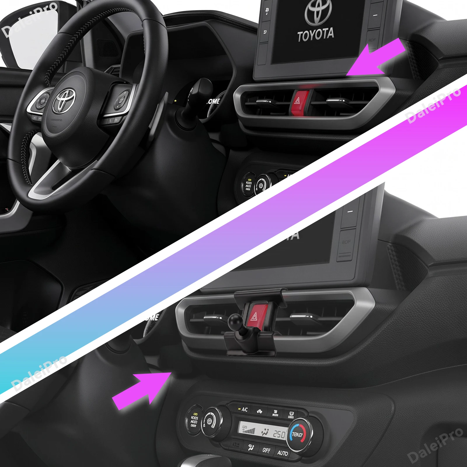 Für Toyota Raize 2021 2022 2023 2024 2025 2026 Handyhalterung, 2-in-1 Halter & Basis-Kit, OEM Clip-On Design Auto-Handyhalterung Basis – Detail 5
