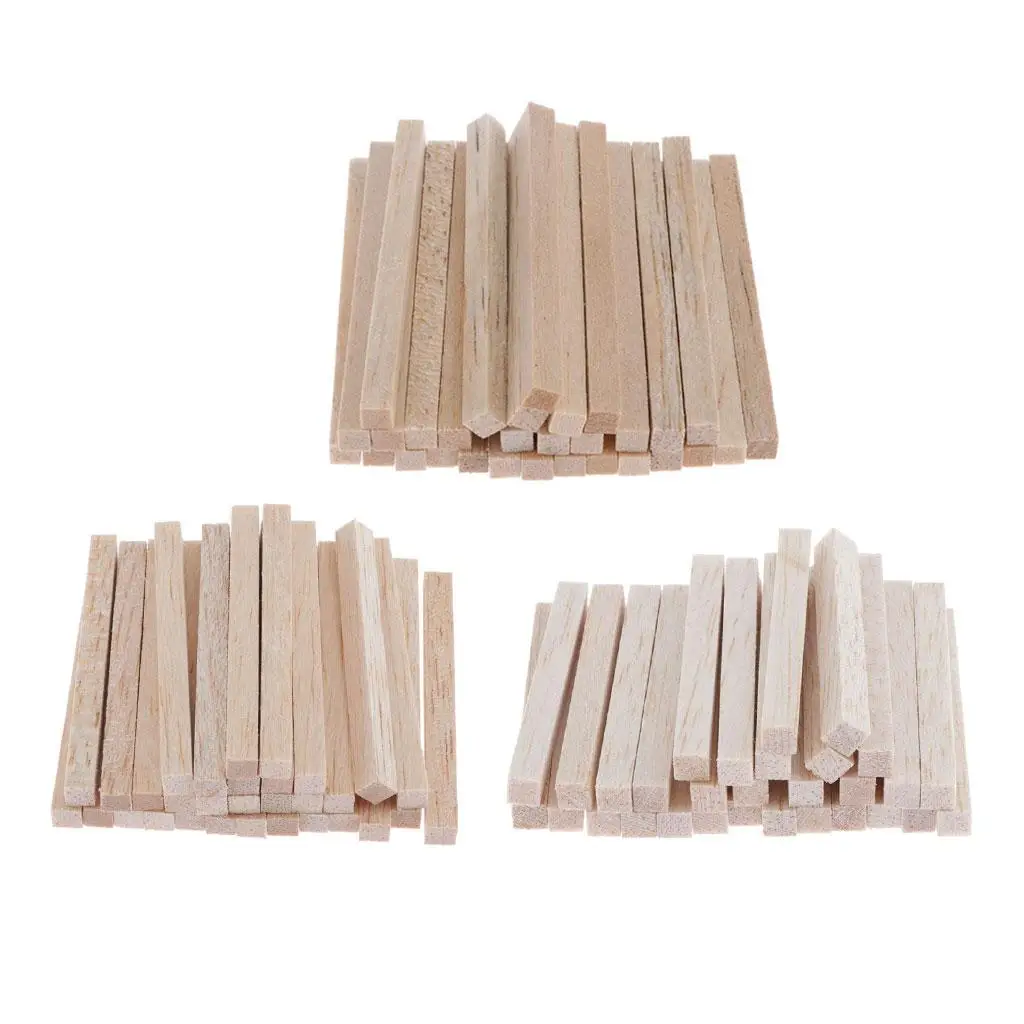 30pcs Unpainted Balsa wood quadrate Stick Modelling Craft Mini Dollhouse