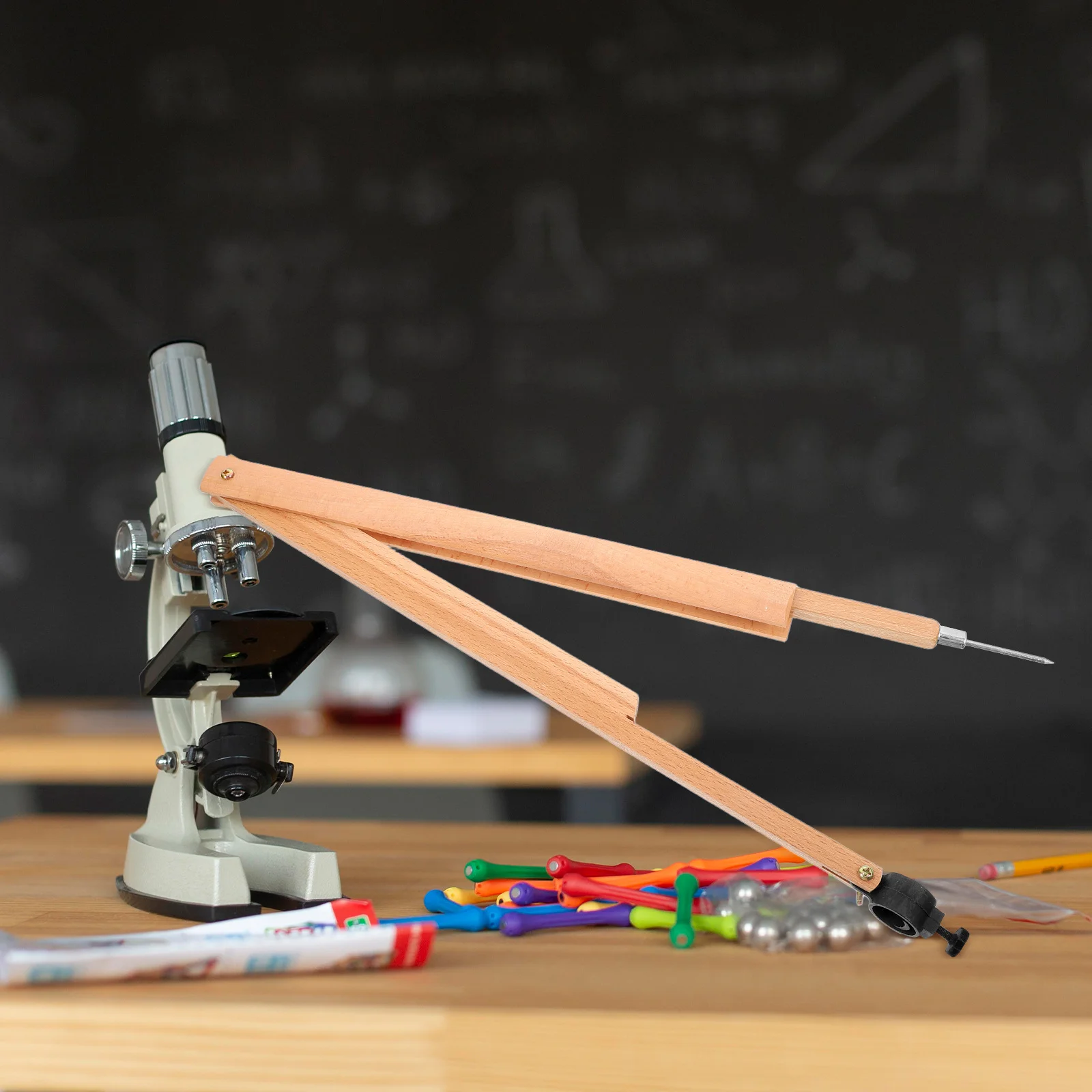 

Multifunctional Wooden Compass For Math Geometry Blackboard Clip Chalk Holder Lightweight Teaching Tool For Students