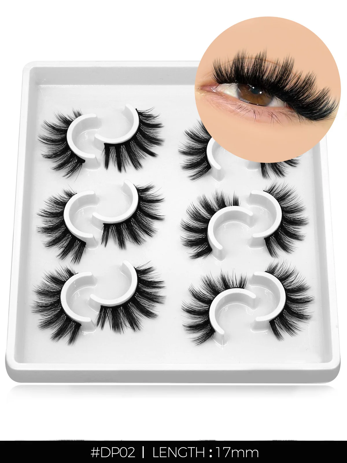 3D Natural False Lashes, Cat Eye, 6 Pairs